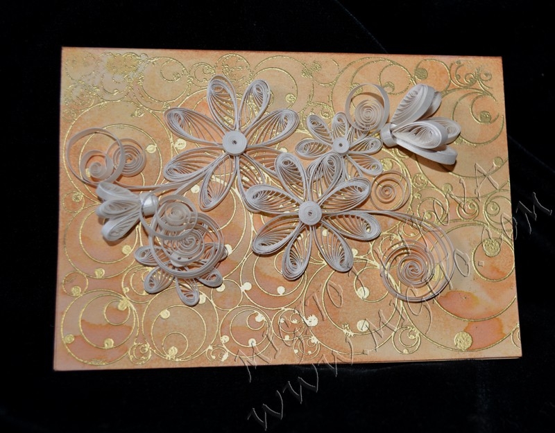 Злато Ръчно изработена картичка с квилинг