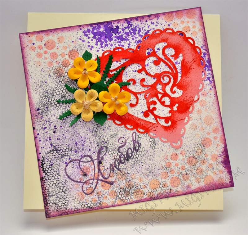 Картичка Любов  ръчна изработка скрапбукинг