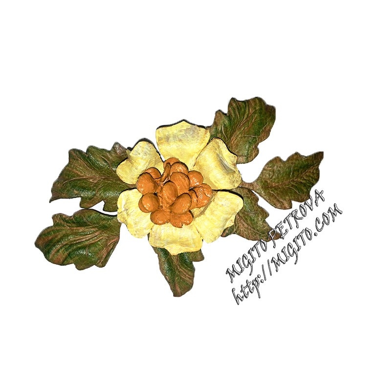 Ръчно изработена брошка естествена кожа с жълто цвете