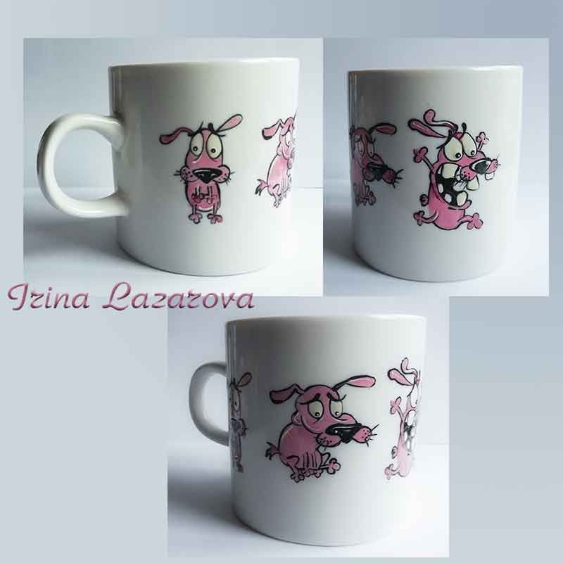 Ръчно рисувана порцеланова чаша с кученце