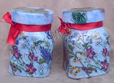 Сини бурканчета декупаж